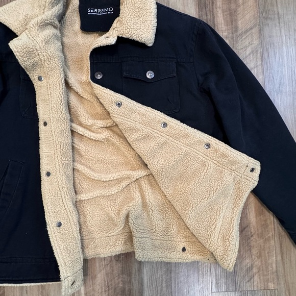 SERREMO Men's Black Sherpa-Lined Jacket, size medium - Picture 10 of 13